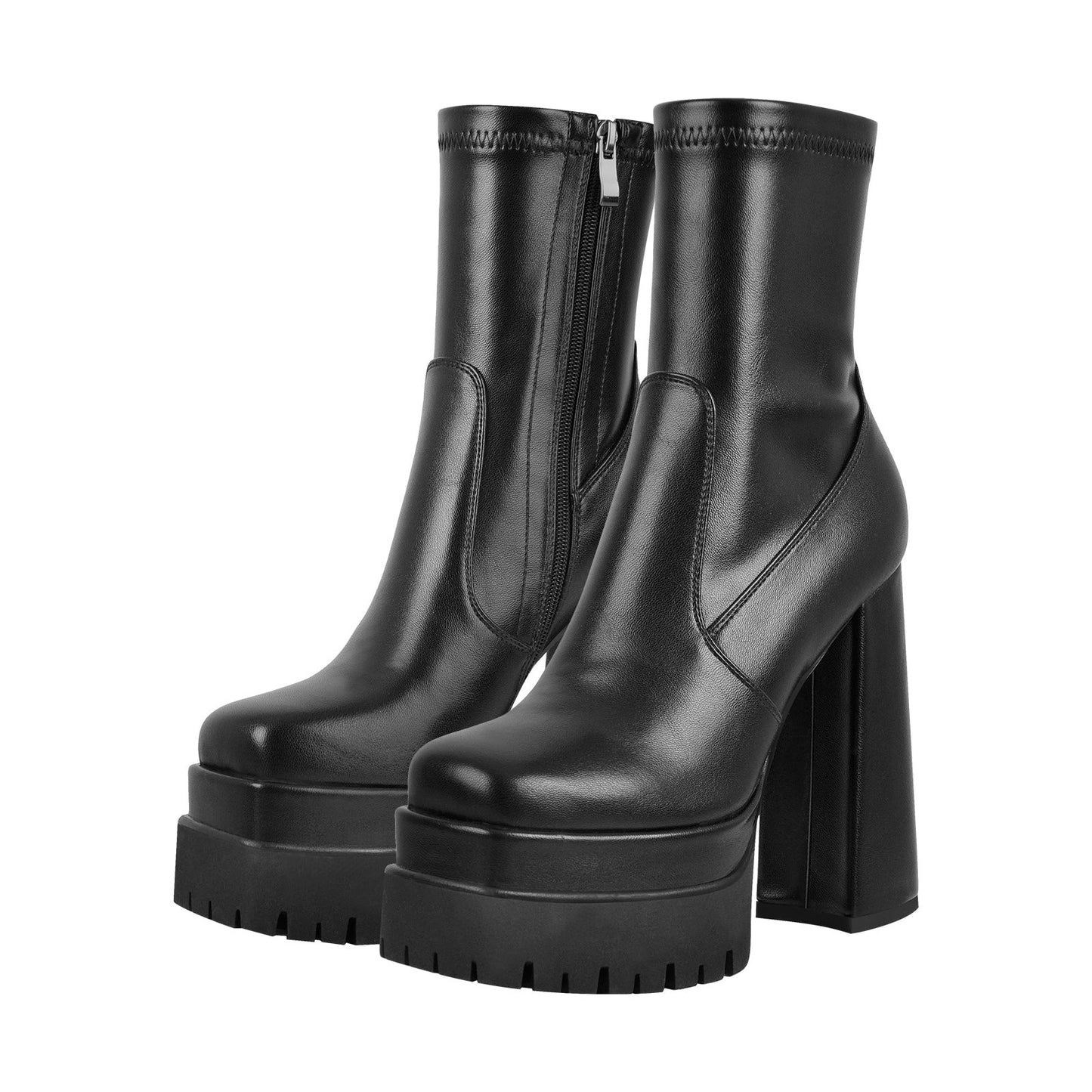 Double Platform Zipper Chunky Heel Crossdressing Ankle Boots