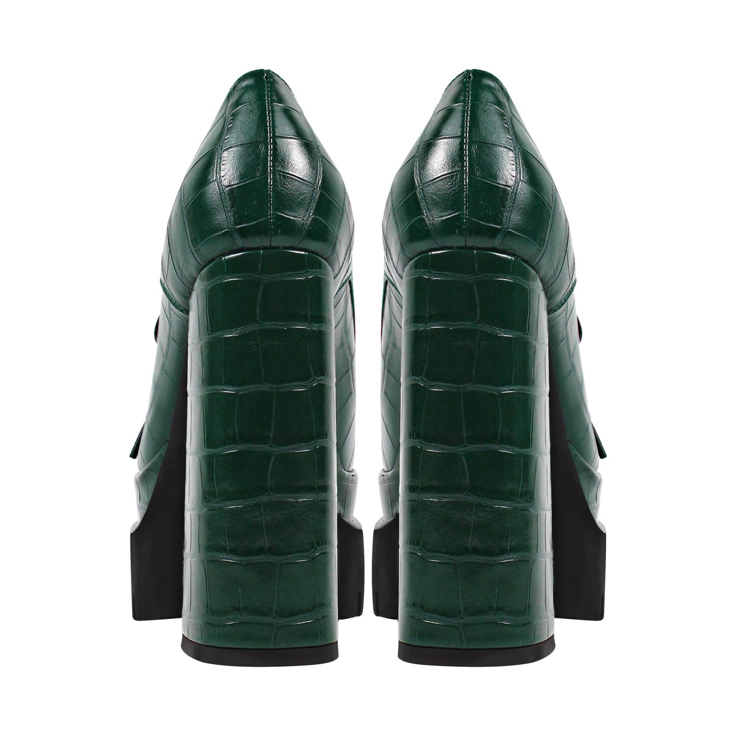 Double Platform Leather Patterned Lace Up Crossdressing Pumps