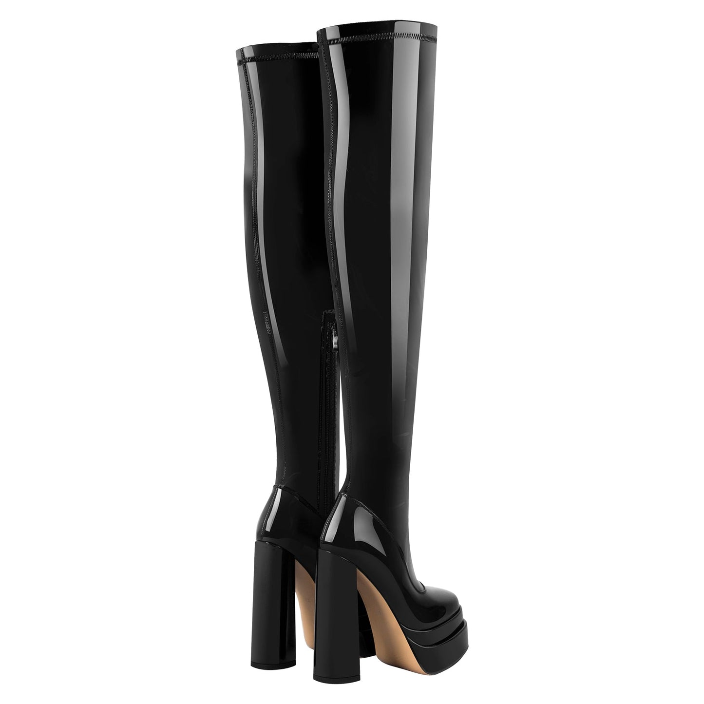 Patent Platform Chunky Over The Knee Thigh Crossdressing Boots