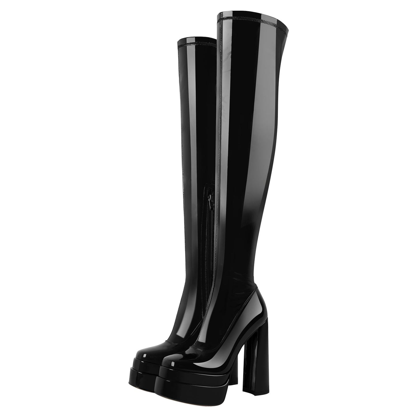 Patent Platform Chunky Over The Knee Thigh Crossdressing Boots