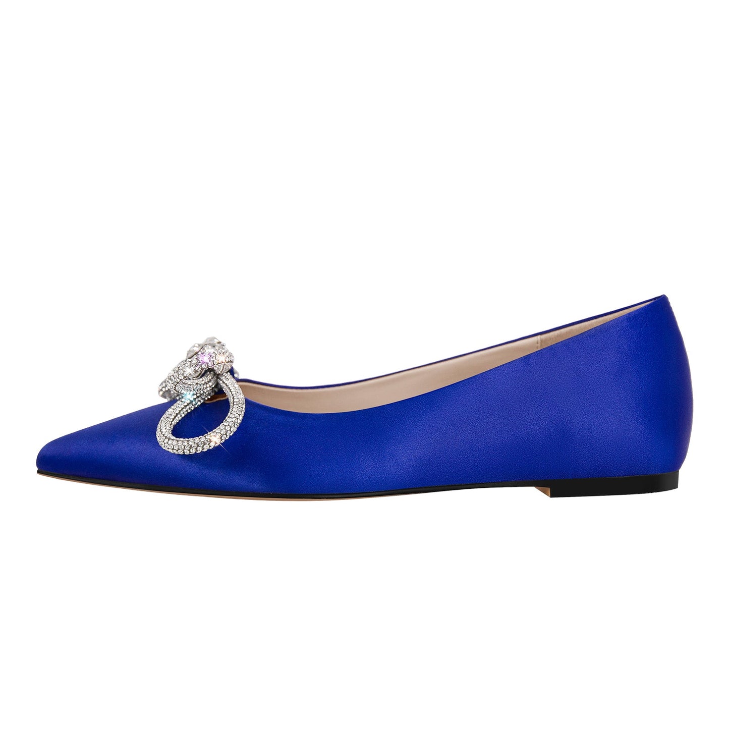 Rhinestones Bow Pointed Toe Crossdressing Flats