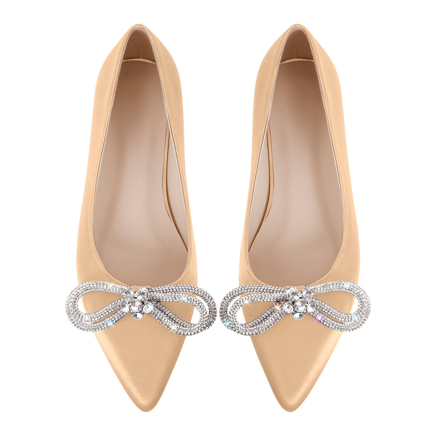 Rhinestones Bow Pointed Toe Crossdressing Flats
