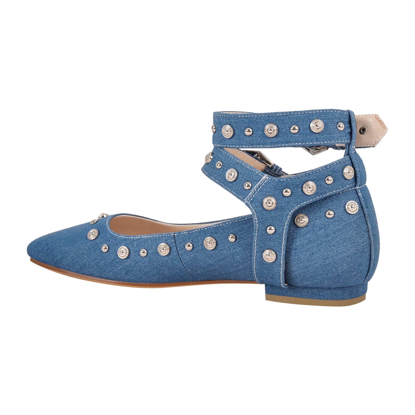 Square Toe Ankle Buckle Strap Crossdressing Flats