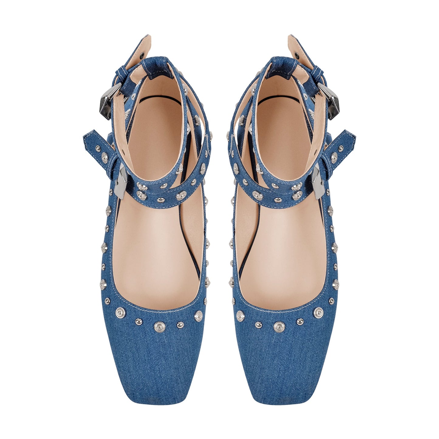 Square Toe Ankle Buckle Strap Crossdressing Flats