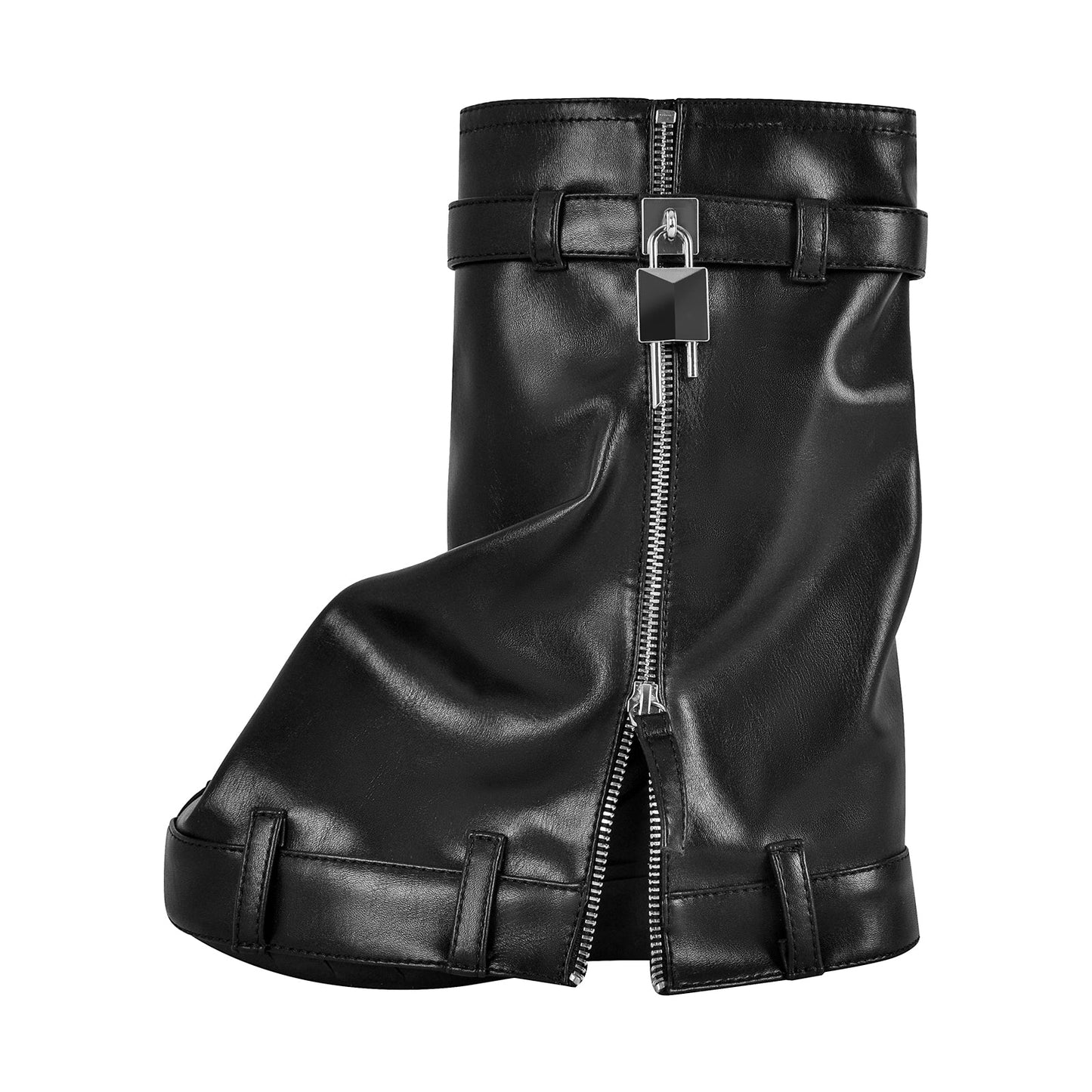 Round Toe Wedge Heel Fold Over Mid-calf Crossdressing Boots
