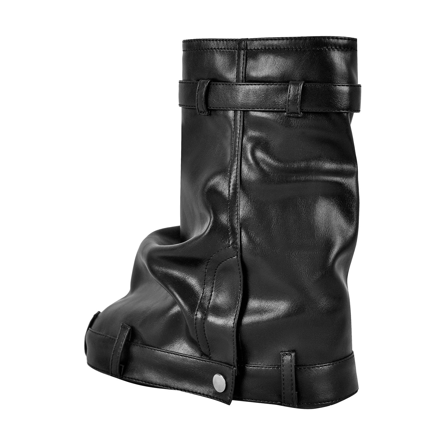 Round Toe Wedge Heel Fold Over Mid-calf Crossdressing Boots