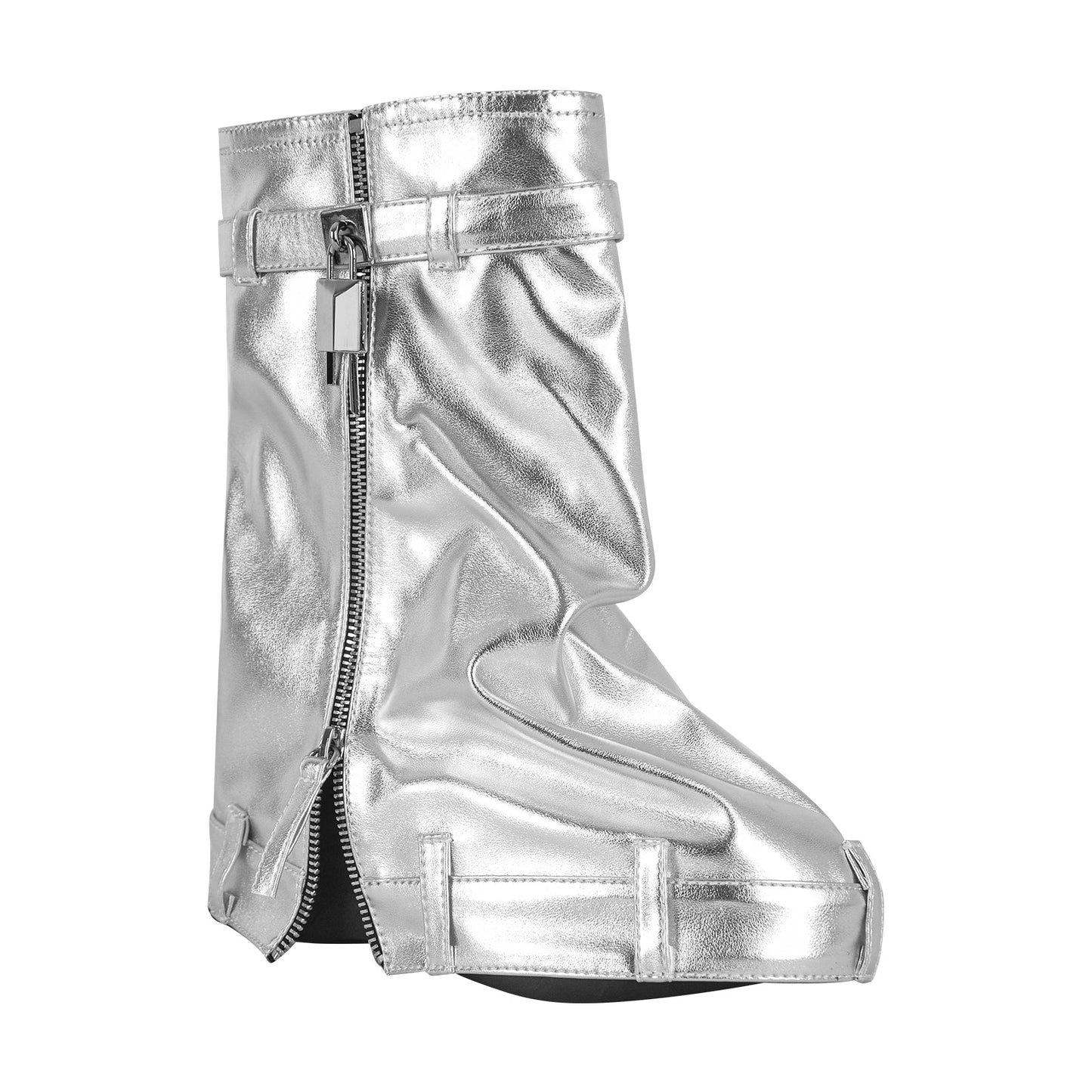 Round Toe Wedge Heel Fold Over Mid-calf Crossdressing Boots
