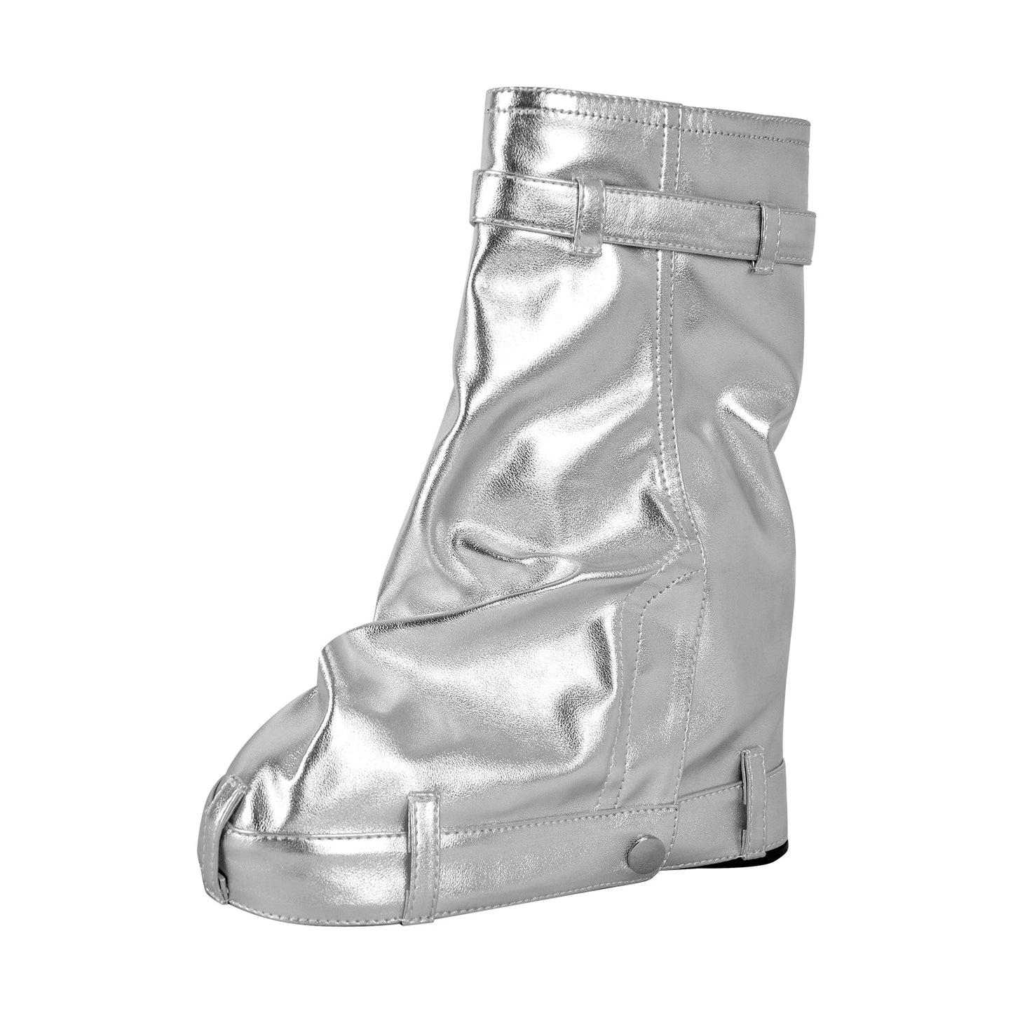 Round Toe Wedge Heel Fold Over Mid-calf Crossdressing Boots