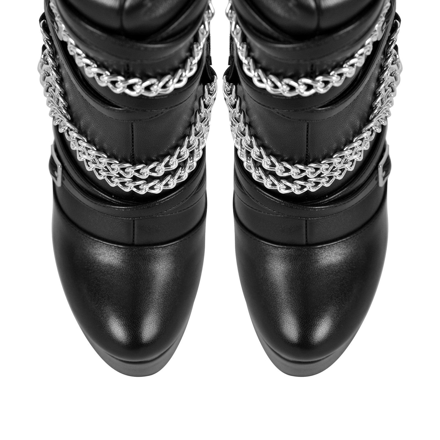 Chain Round Toe Platform Stilettos Over The Knee Crossdressing Boots