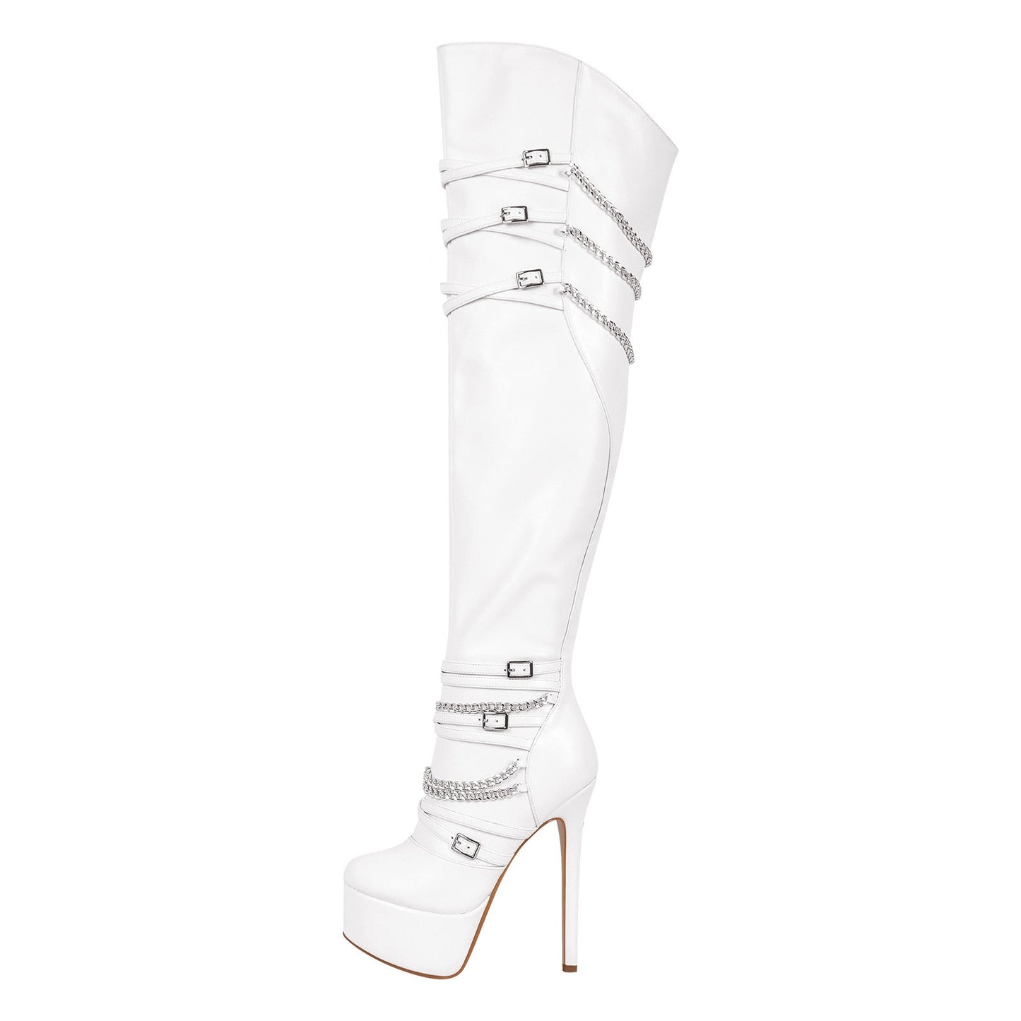 Chain Round Toe Platform Stilettos Over The Knee Crossdressing Boots