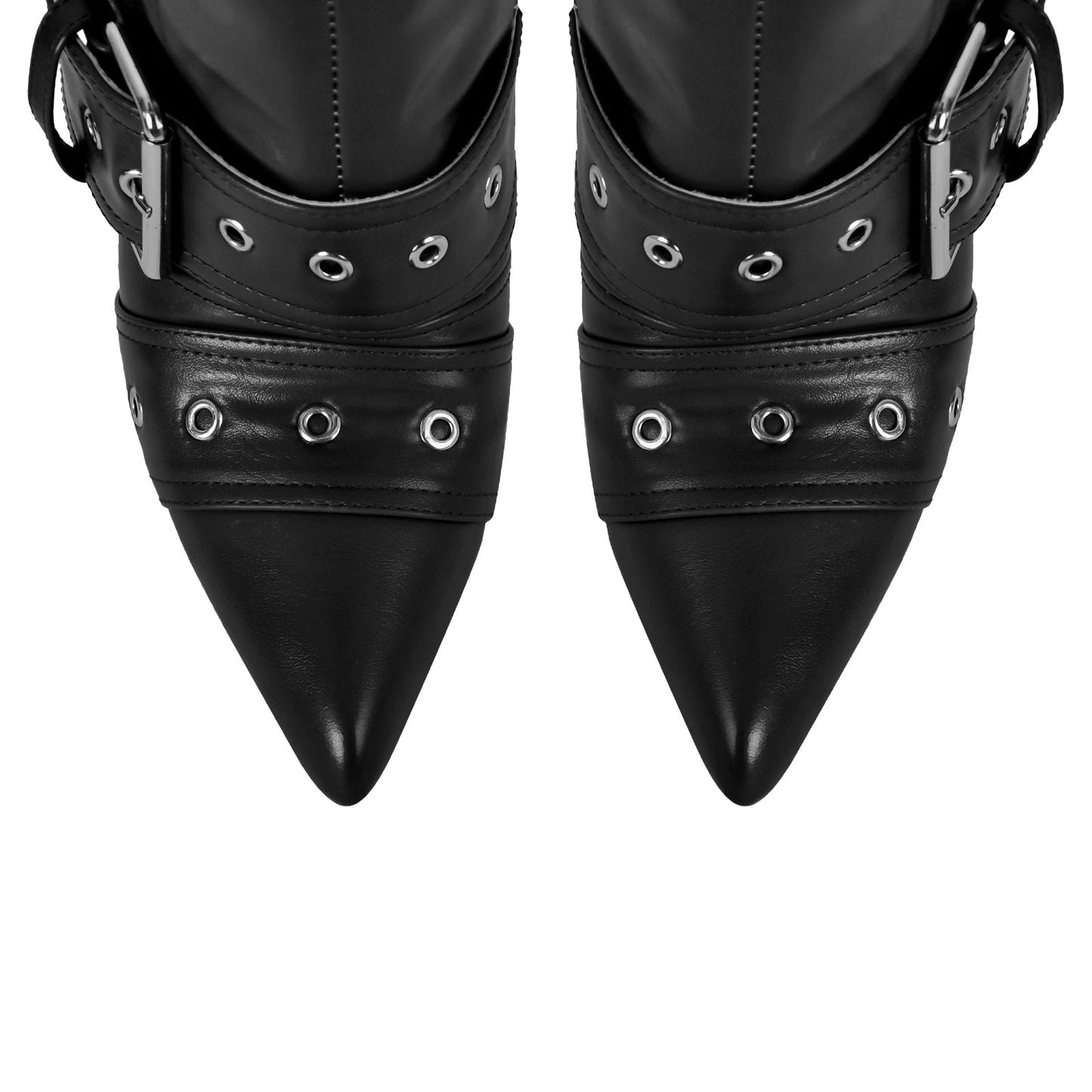 Multi Buckle Strap Thigh High Pointed Toe Stiletto Crossdressing Boots