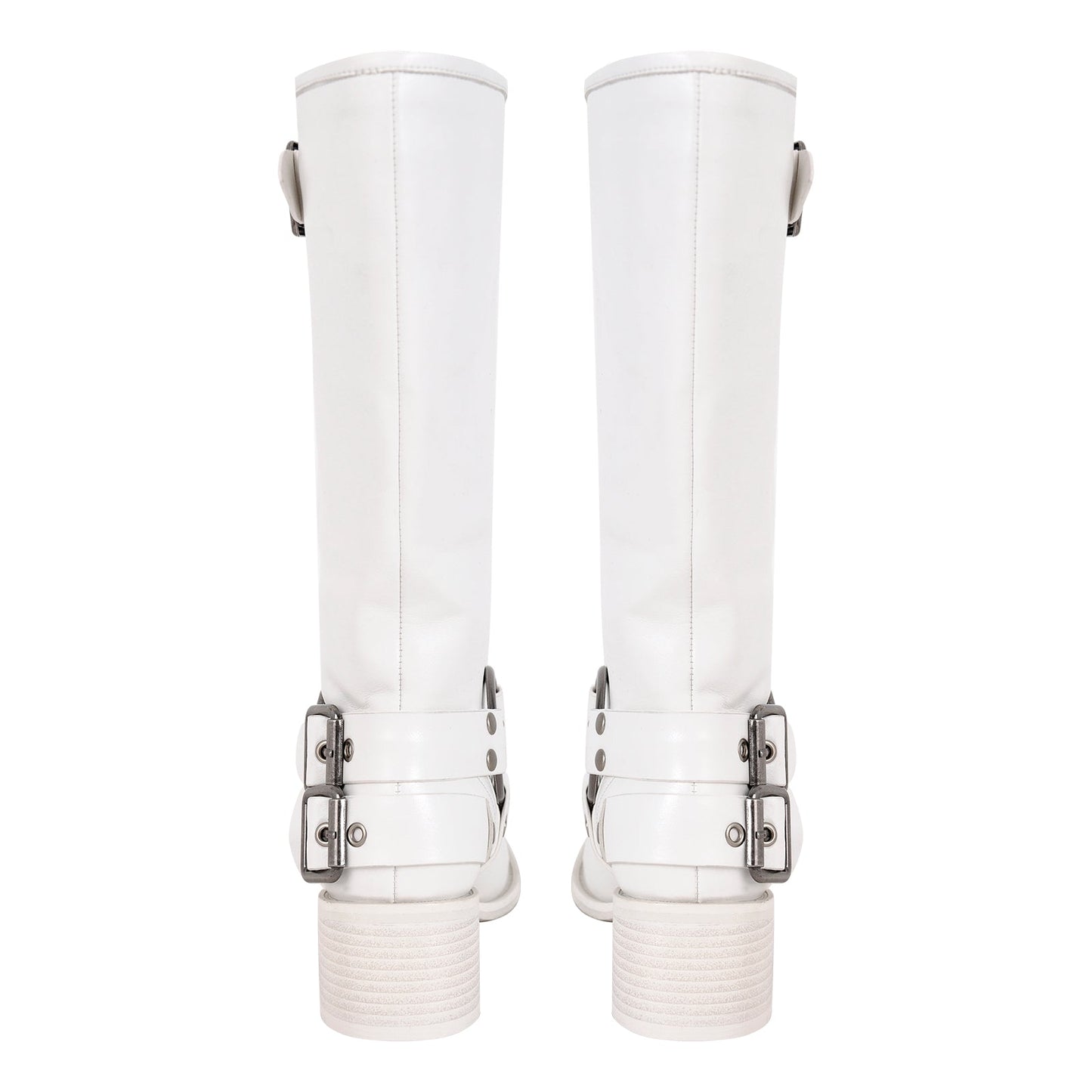 Square Toe Buckle Knee High Western Boots