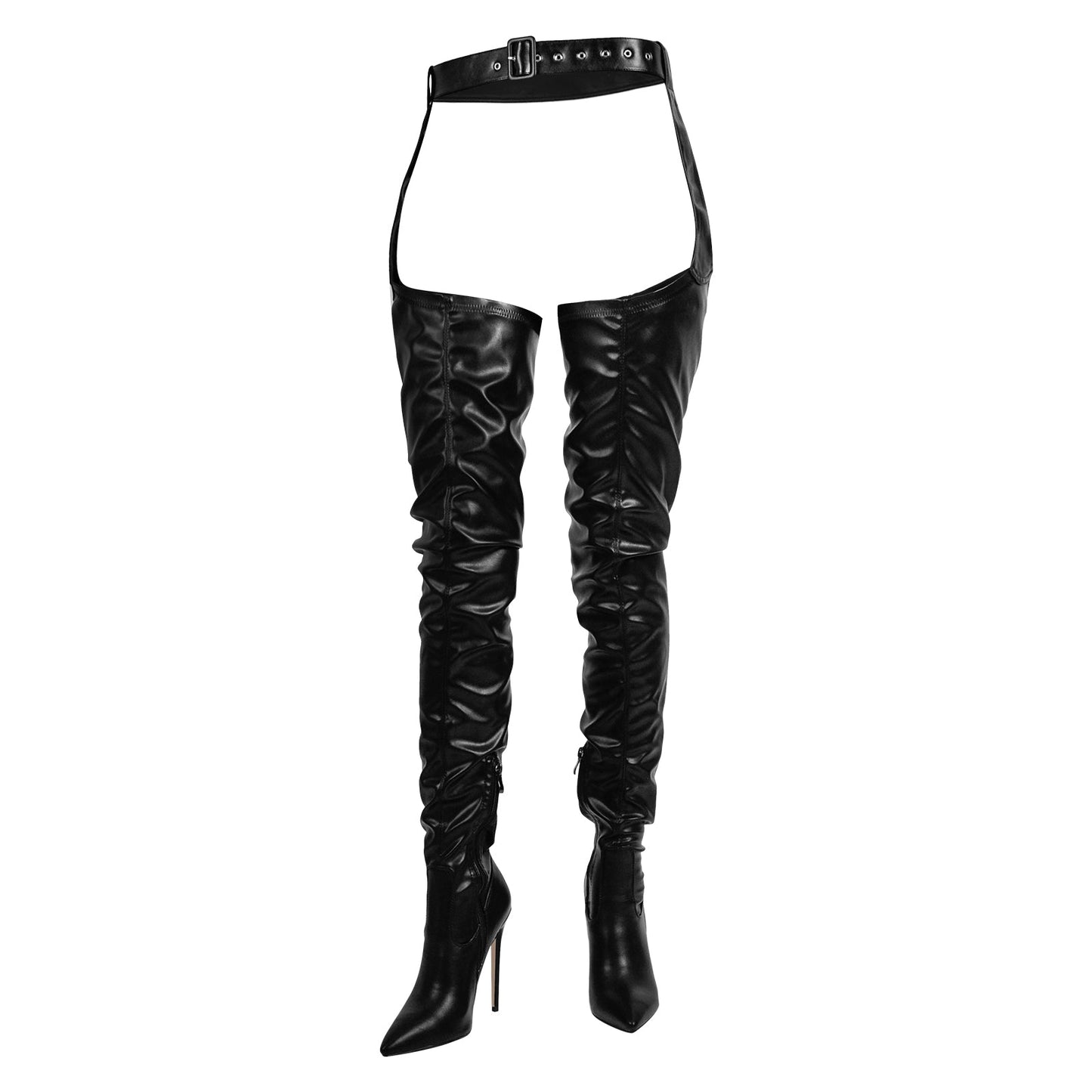 Black Pleated Stiletto Heeled Pant Crossdressing Boots