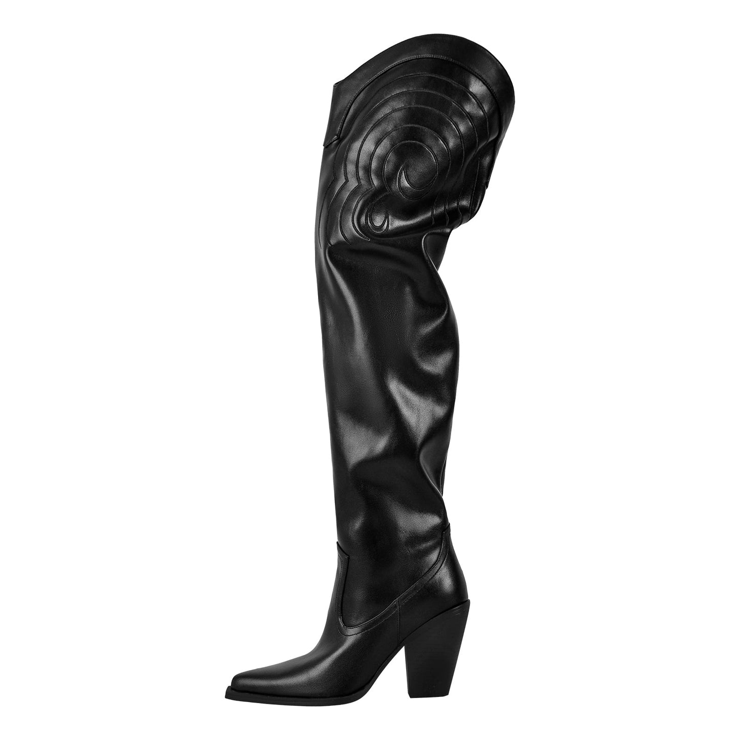 Chunky Heel Over The Knee Western Crossdressing Boots