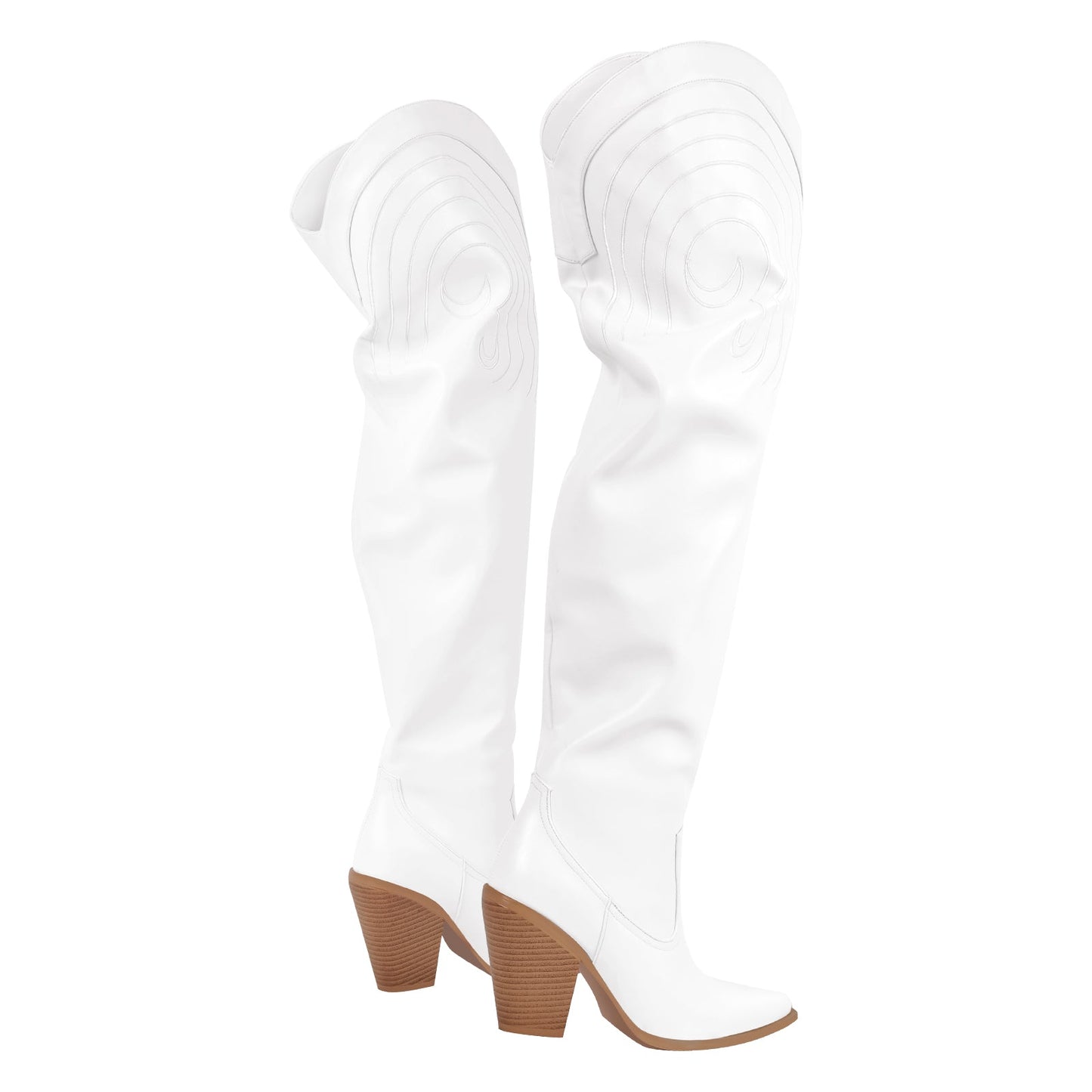 Chunky Heel Over The Knee Western Crossdressing Boots