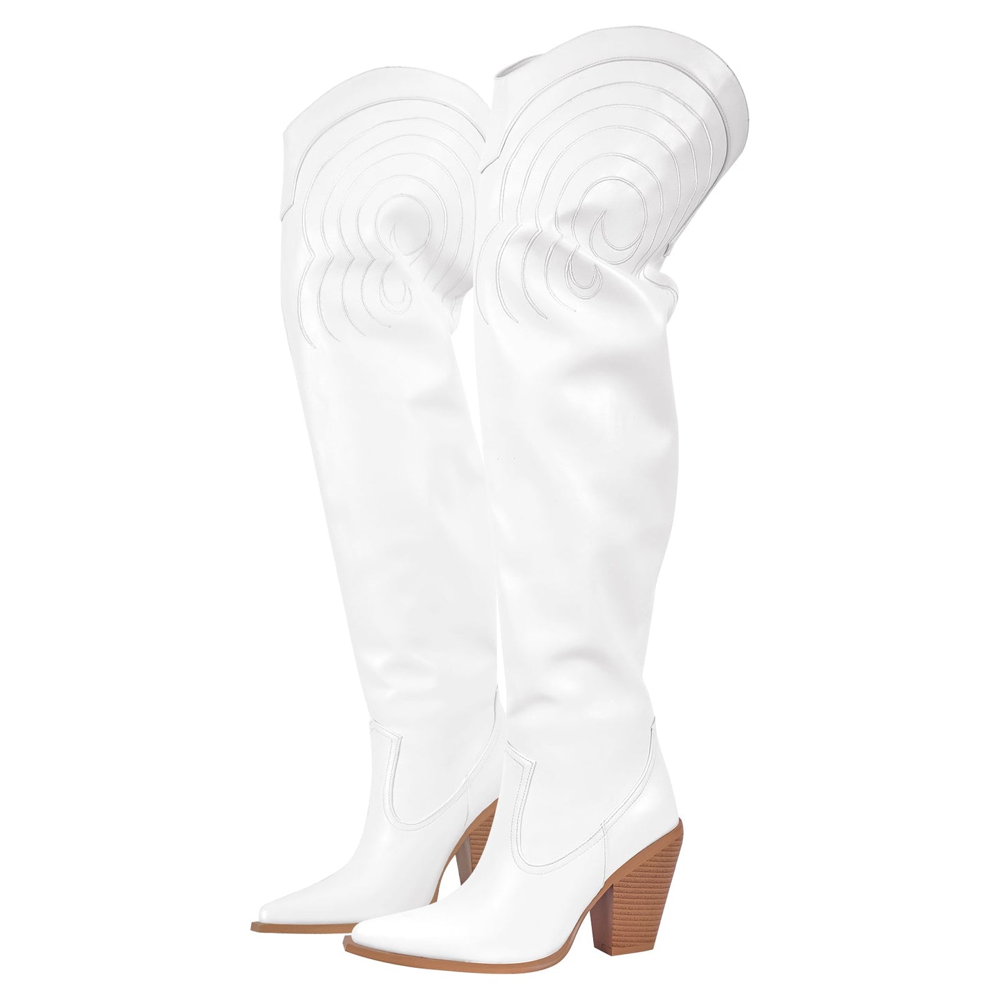 Chunky Heel Over The Knee Western Crossdressing Boots