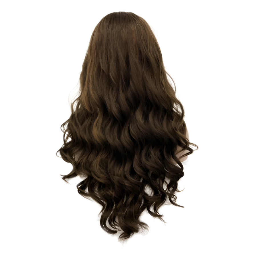 Brown Wig Deep Wave Synthetic Lace Front Crossdressing Wig