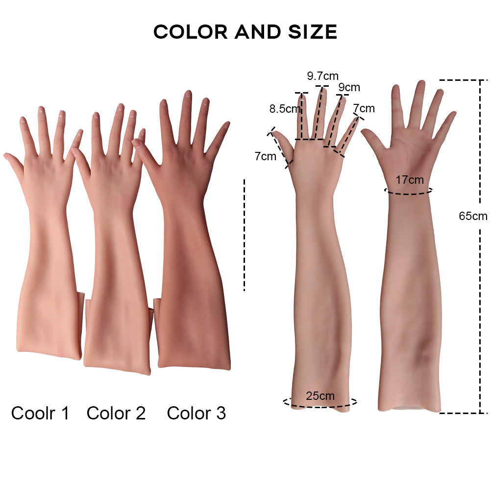 65cm Realistic Female Silicone Gloves With Veins For Cosplay