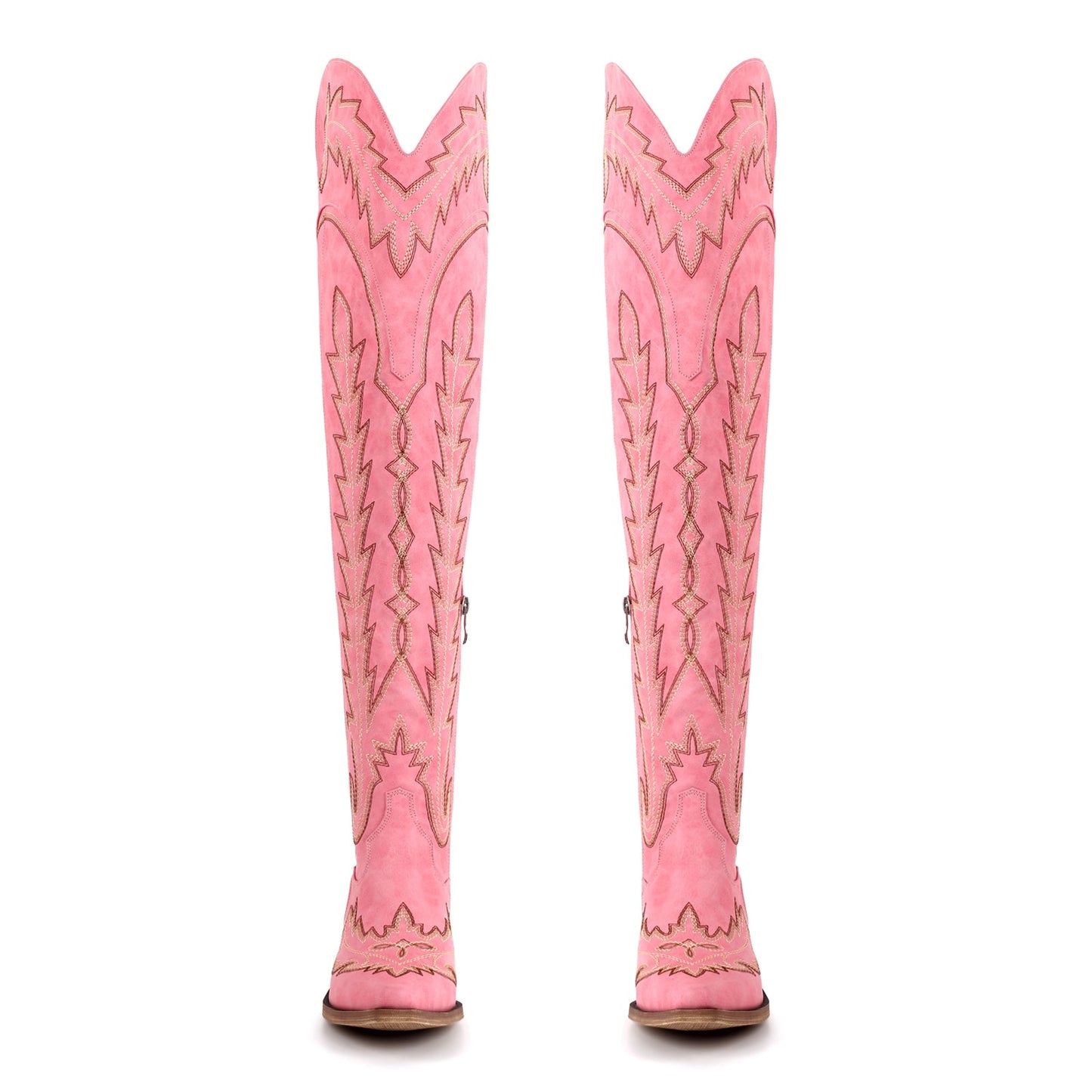 Embroidery Back Lace-up Over The Knee Western Boots