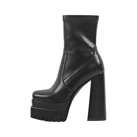 Double Platform Block Heel Ankle Crossdressing Boots