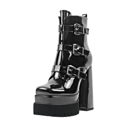 Double Platform Strap Buckle Crossdressing Ankle Boots