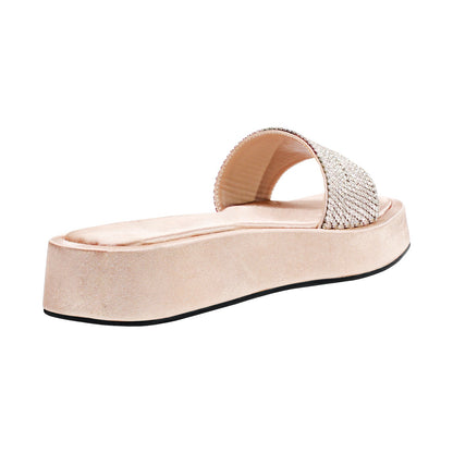 Rhinestone Slippers Open Toe Slide Flat Crossdressing Sandals