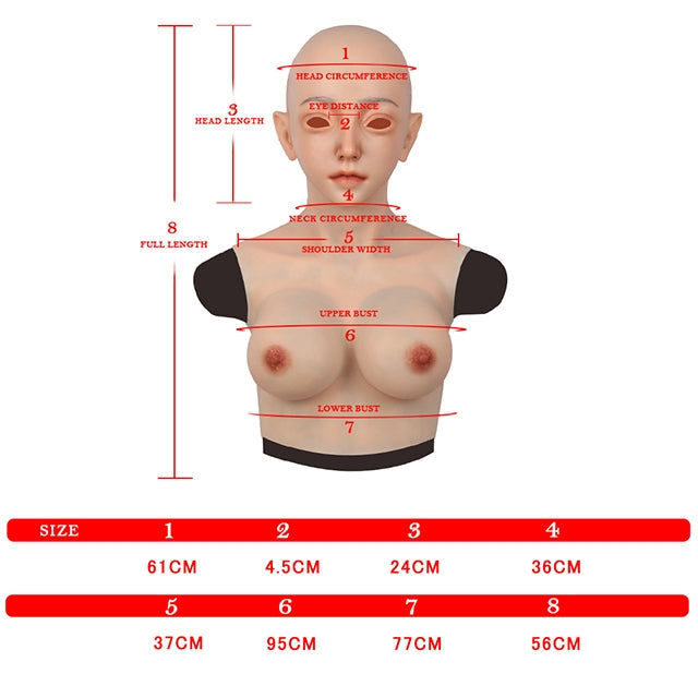 Emily with E Cup Breast Female Silicone Head Mask 7G