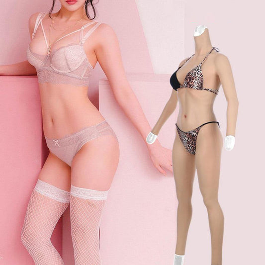 Full Body No-Oil Silicone Bodysuit – C &amp; E Cup Curves for Complete Feminization