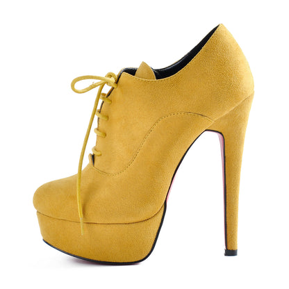 Platform Lace-up High Heels Suede Crossdressing Ankle Boots