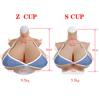 Mega Curves, Max Comfort – Plus-Size Silicone Breastplate with Huge Boobs (No-Oil, Cotton-Filled)