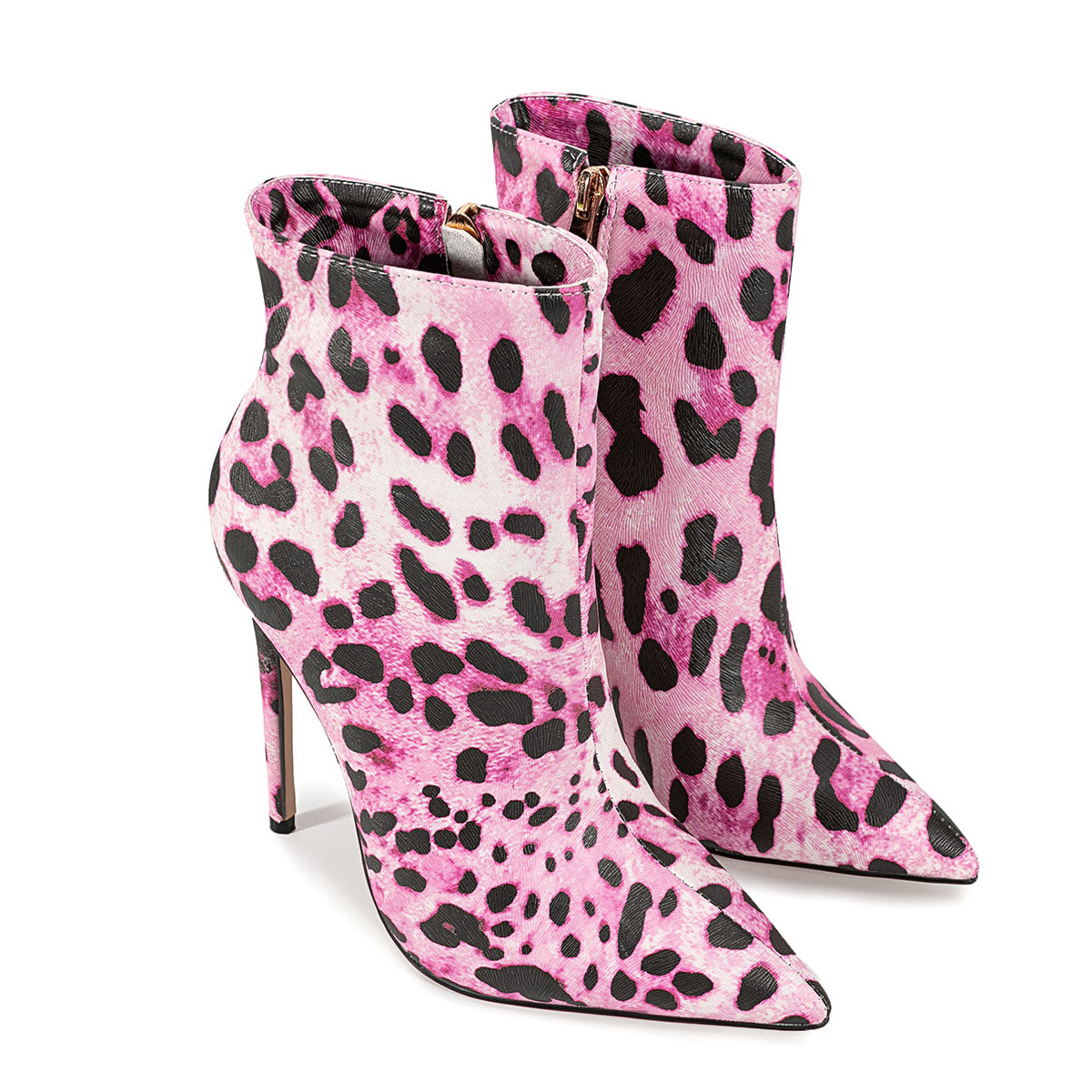 Pointed Toe Leopard High Heel Ankle Boots