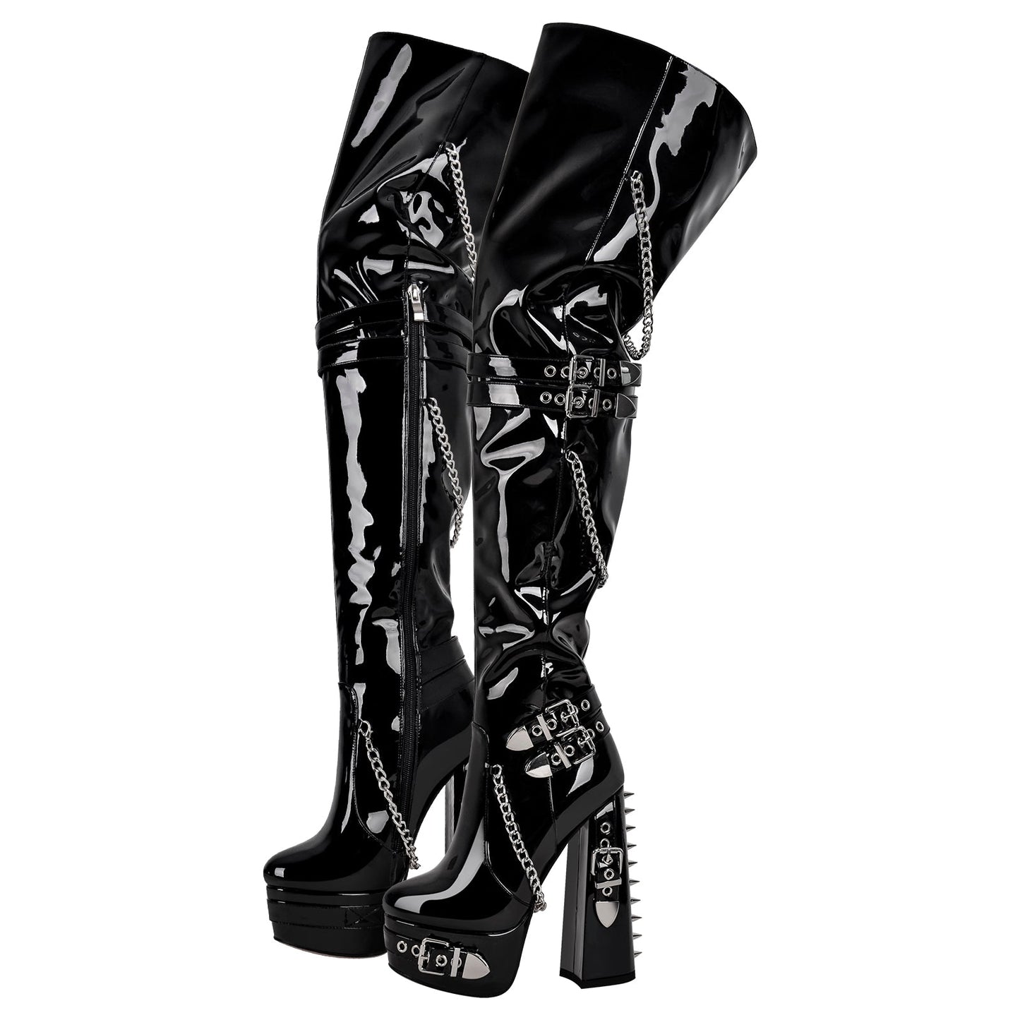 Buckle Strap Rivet Platform Ovee the Knee Crossdressing Boots