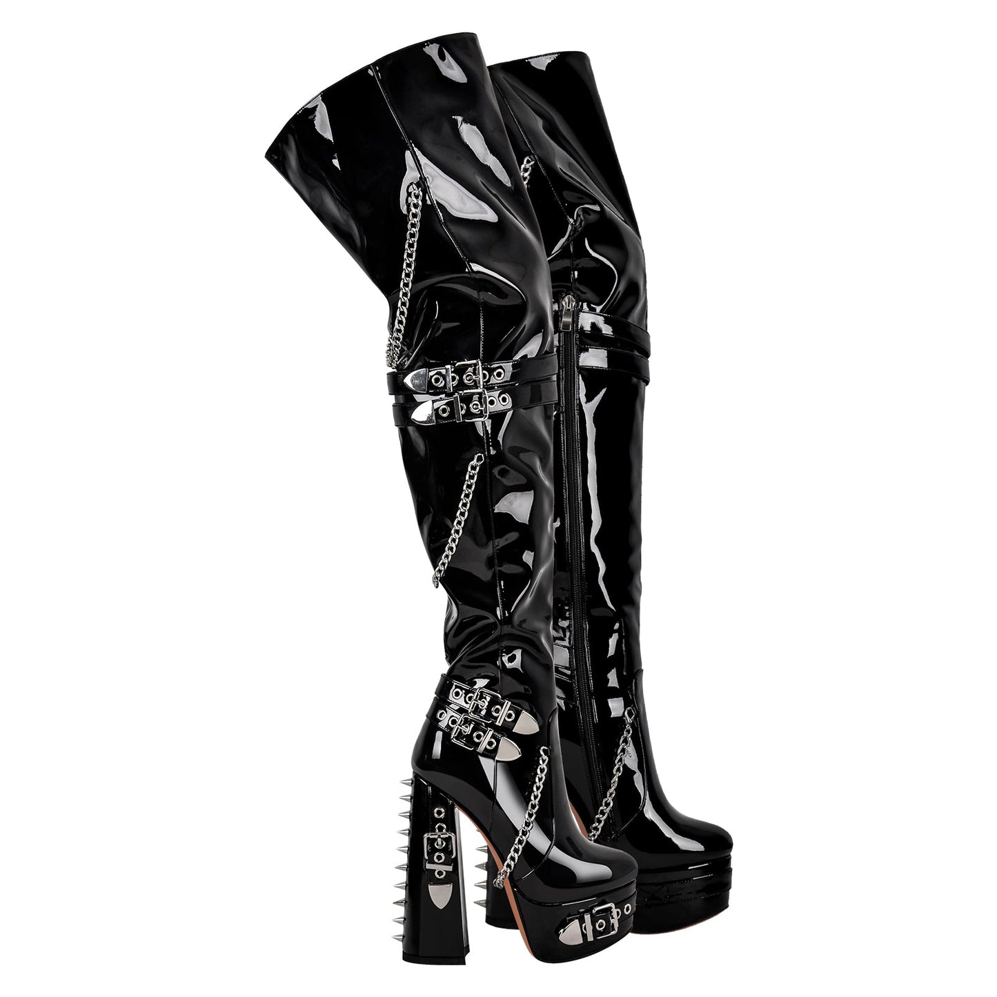 Buckle Strap Rivet Platform Ovee the Knee Crossdressing Boots