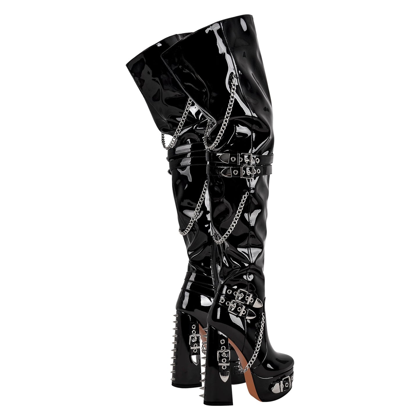 Buckle Strap Rivet Platform Ovee the Knee Crossdressing Boots