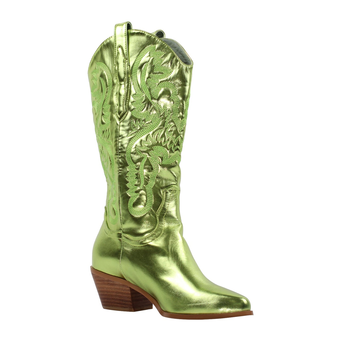 Pink Embroidered Mid-Calf Crossdressing Western Boots