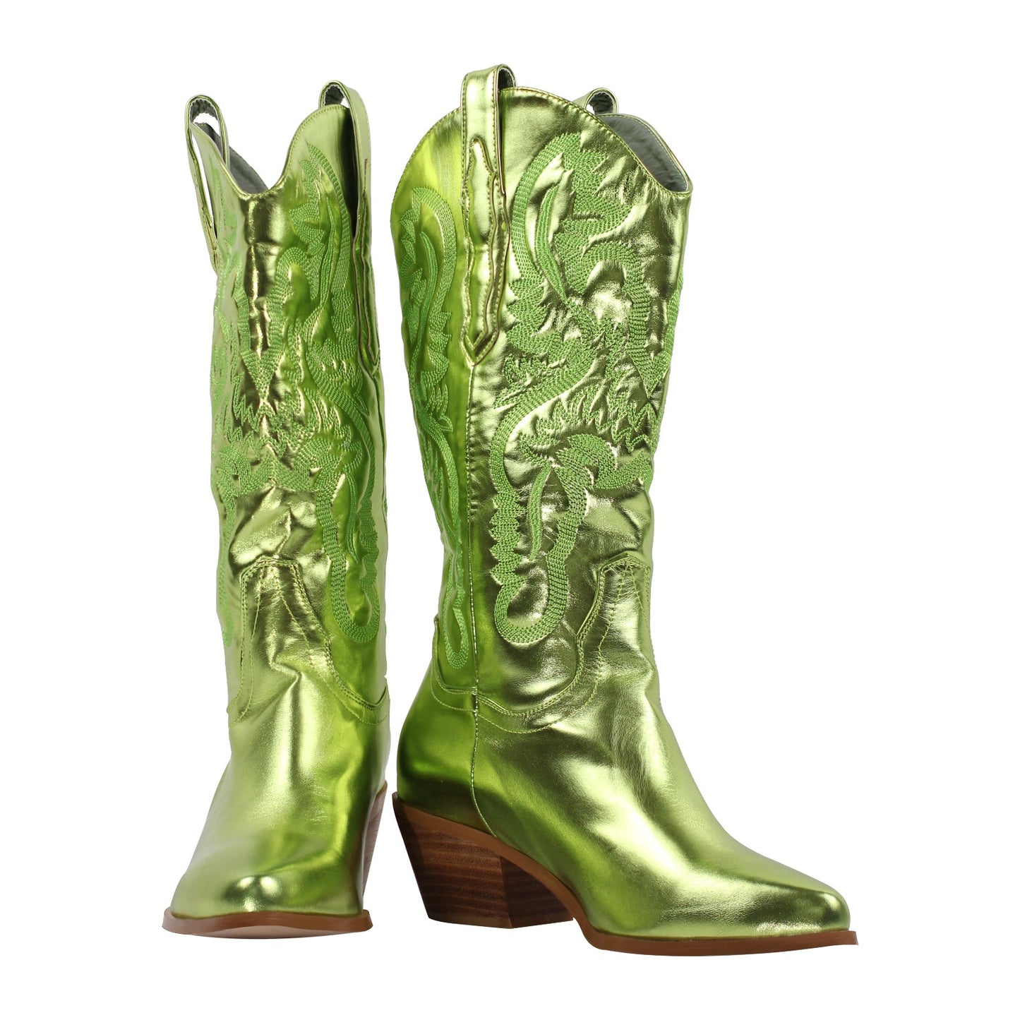 Pink Embroidered Mid-Calf Crossdressing Western Boots