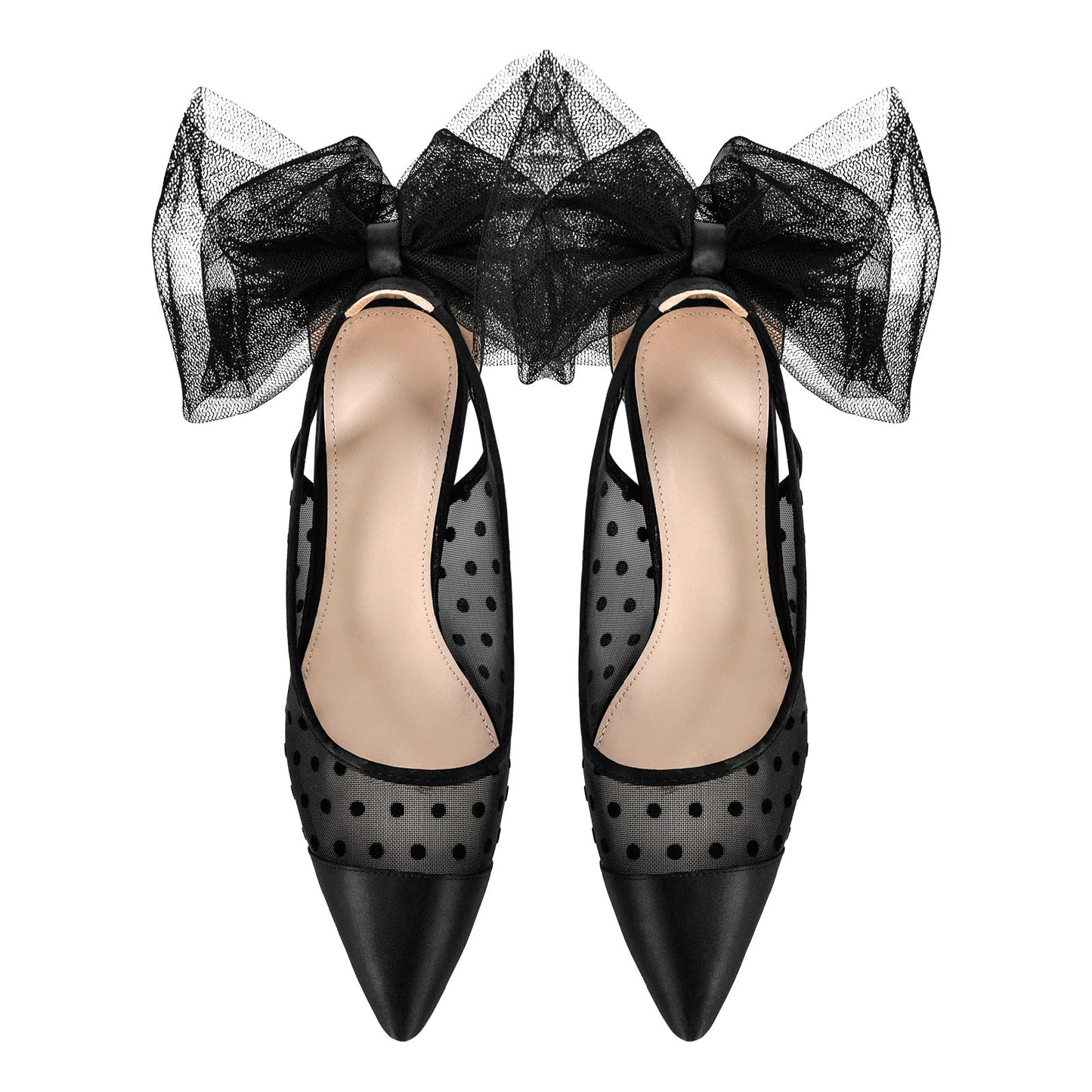 Black Tulle Bow Polka Dot Heels
