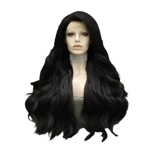 Jet Black Wigs Synthetic Lace Front Crossdressing Wig
