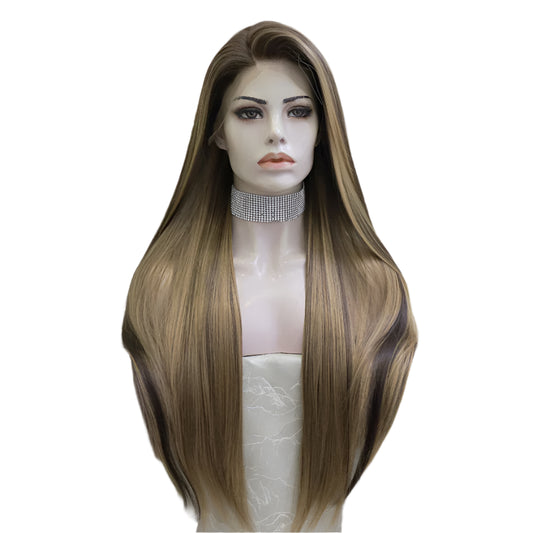 Brown Straight Synthetic Lace Front Crossdressing Wig