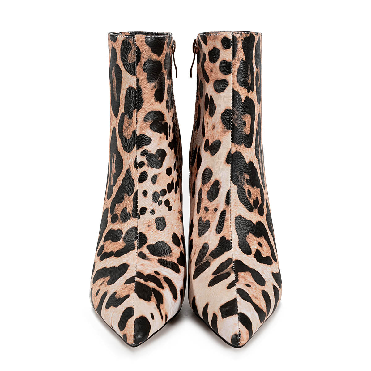 Pointed Toe Leopard High Heel Ankle Boots