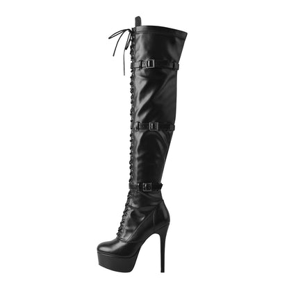 Platform Lace-Up Over The Knee Thigh Crossdressing Boots