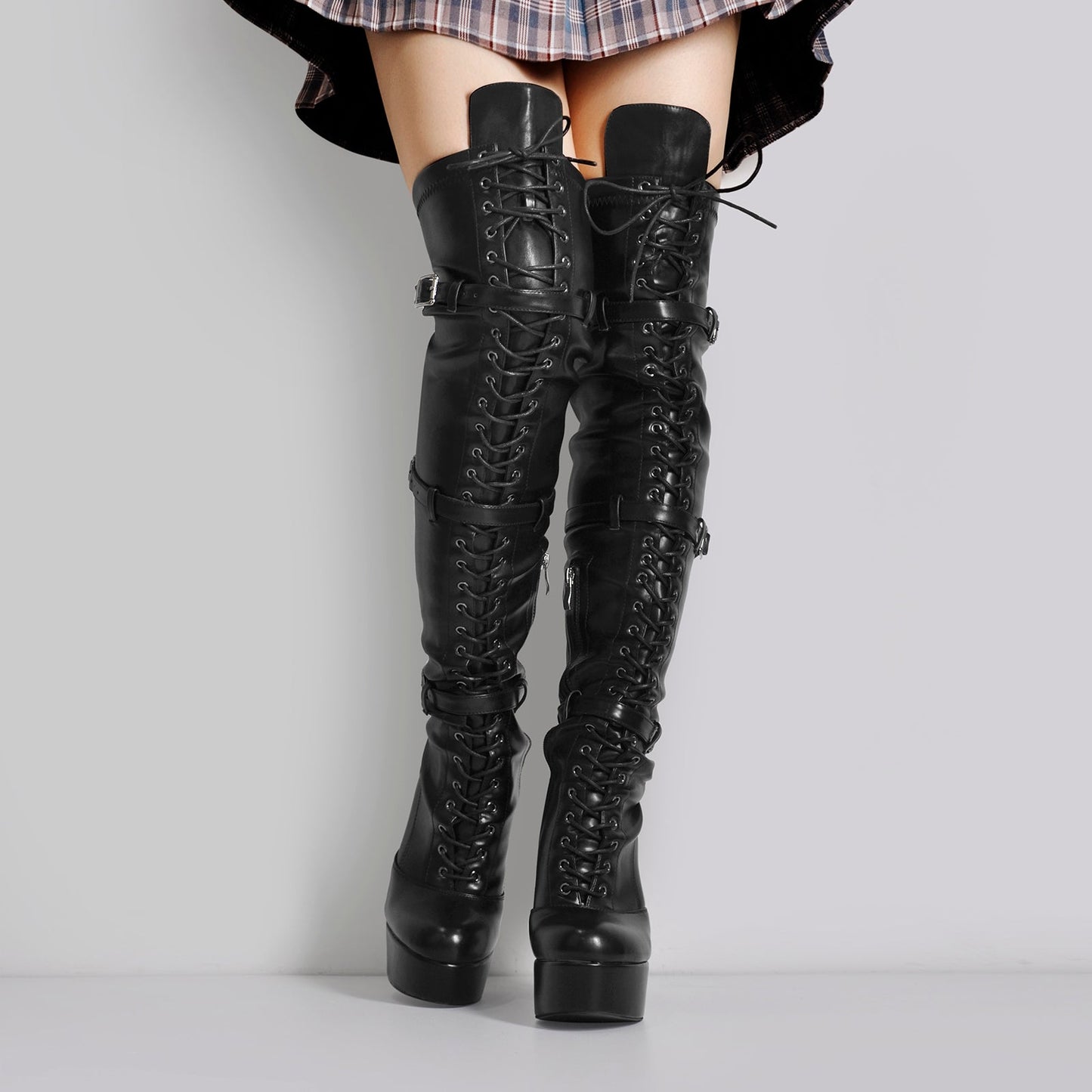 Platform Lace-Up Over The Knee Thigh Crossdressing Boots