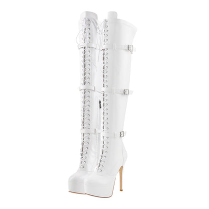 Platform Lace-Up Over The Knee Thigh Crossdressing Boots