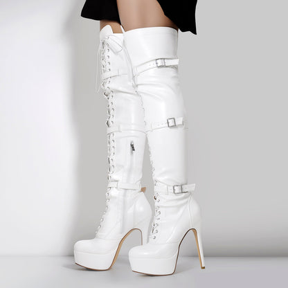 Platform Lace-Up Over The Knee Thigh Crossdressing Boots