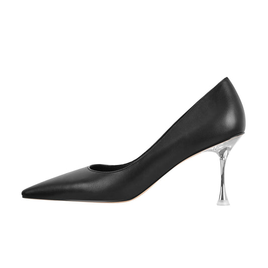 Black Slip on Mid Heel Crossdressing Pumps
