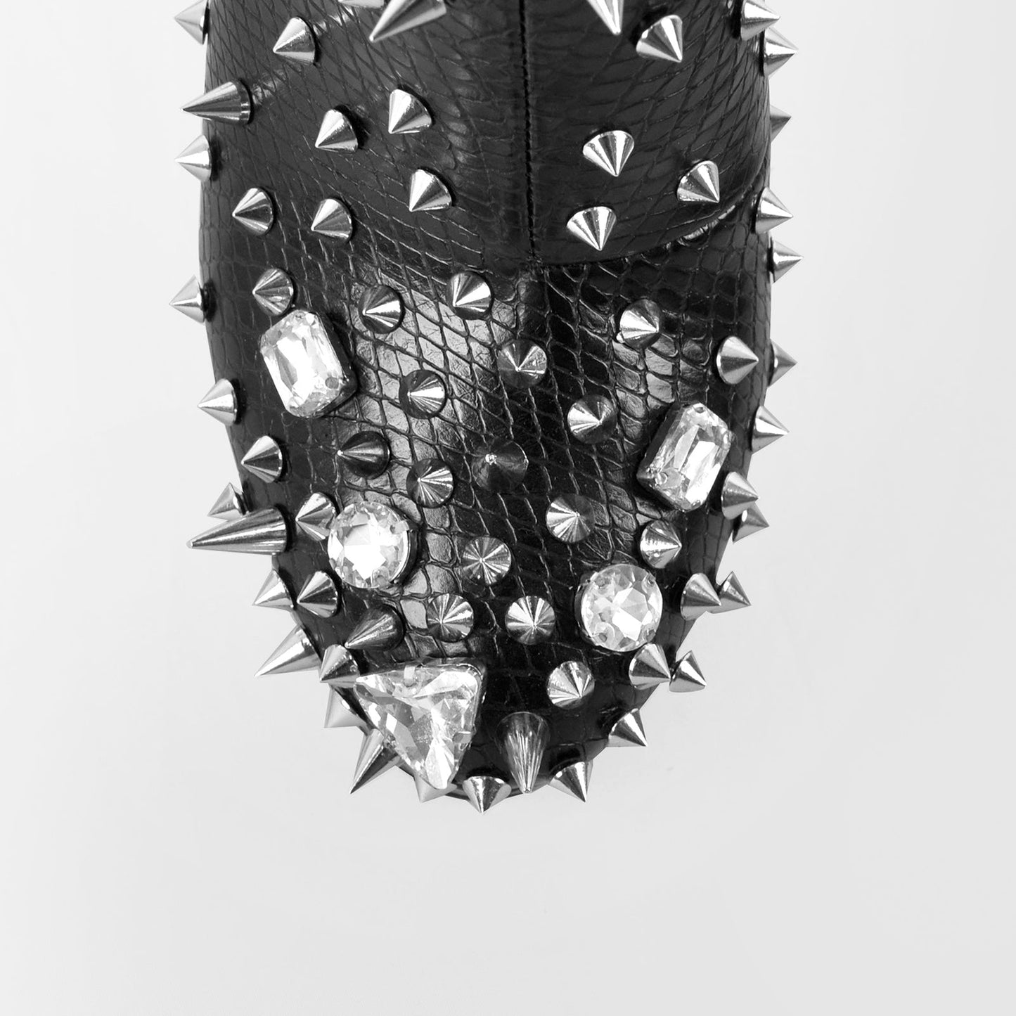 Black Rhinestone Rivet Studded Platform Ankle Crossdressing Boots