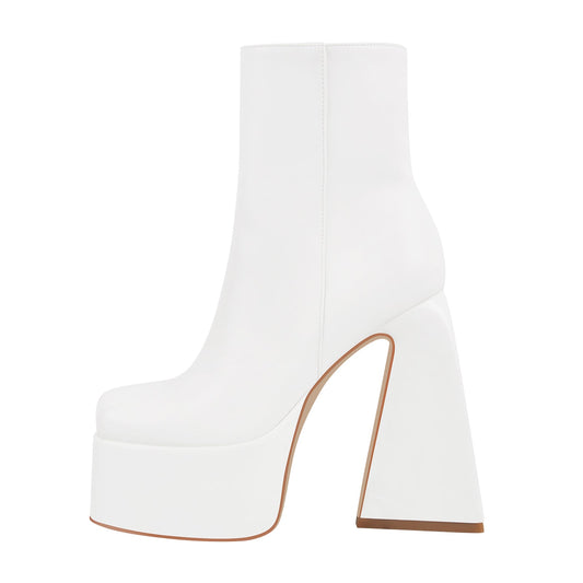 Chunky Ankle Boots Thick High Heels Platform Crossdressing Shoes