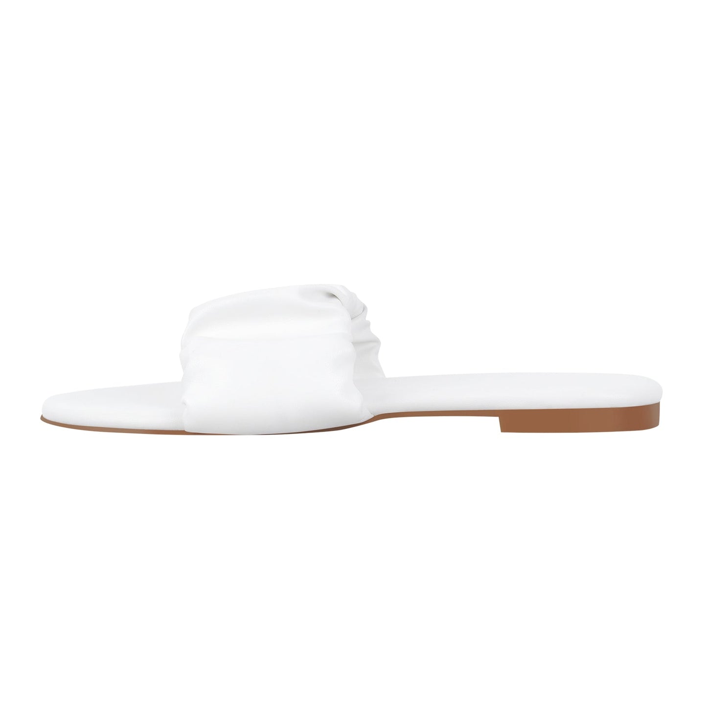 Open Toe Flats White Pleated Crossdressing Sandals