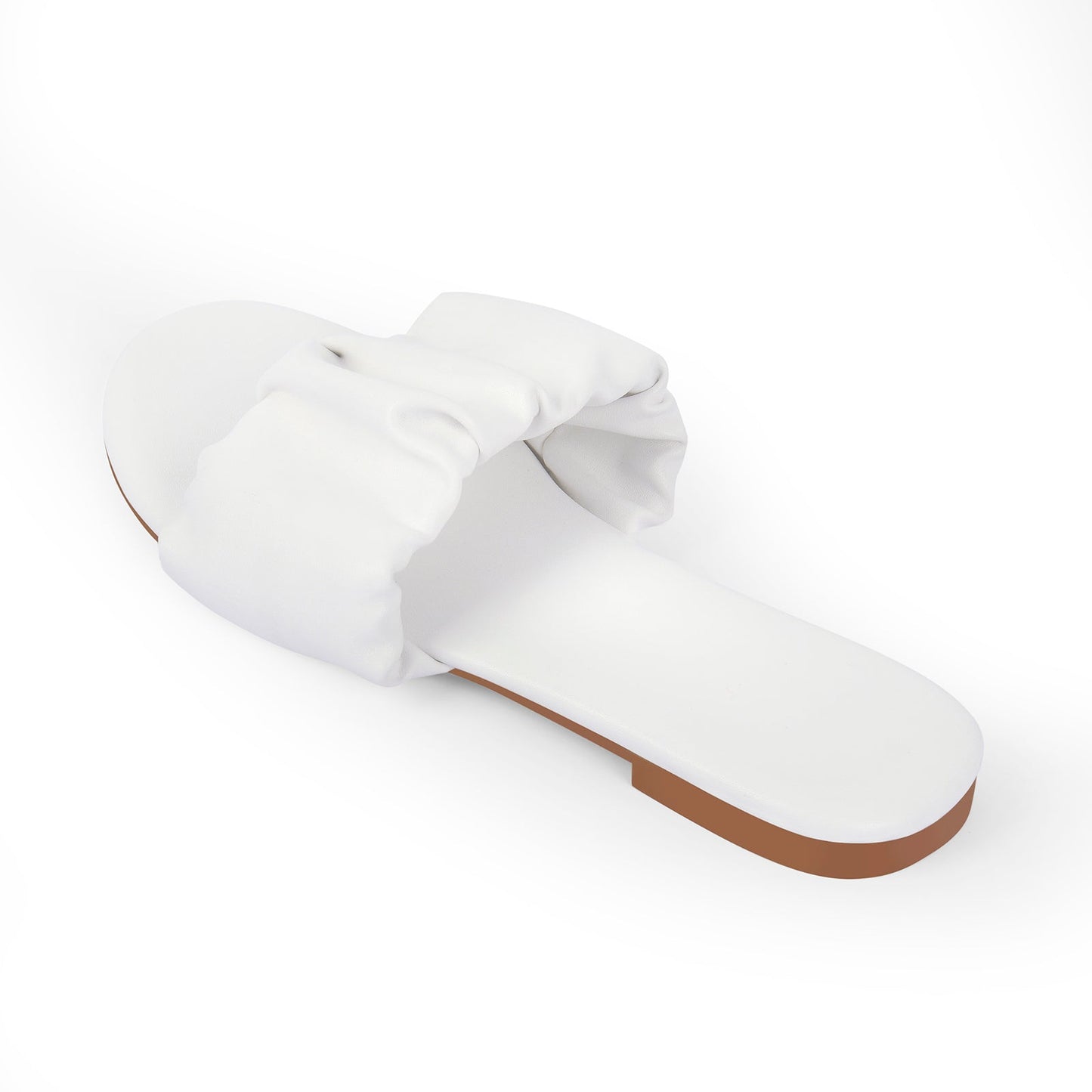 Open Toe Flats White Pleated Crossdressing Sandals