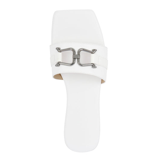 Open Toe Sandals Metal Buckle Crossdressing Flats
